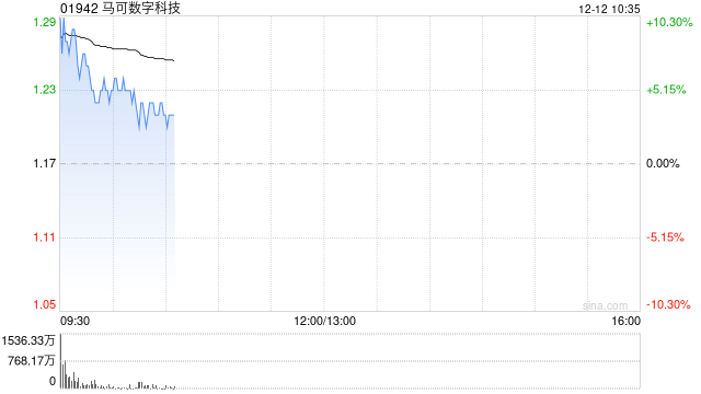 马可数字科技早盘涨超11% 拟折价配售约2.12亿股 净筹约2.1亿港元